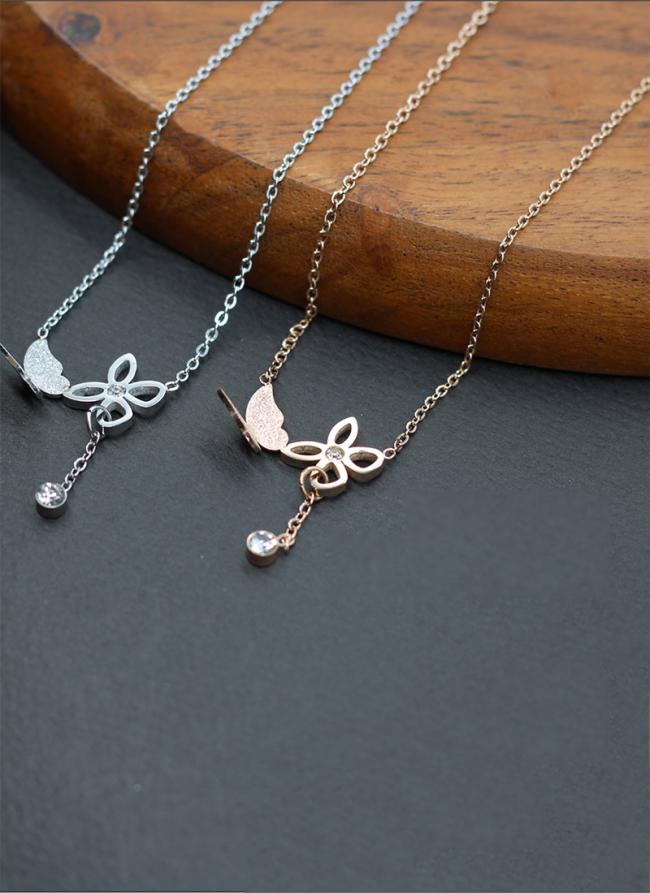 Set Of 2 Butterfly Design Pendant Chain